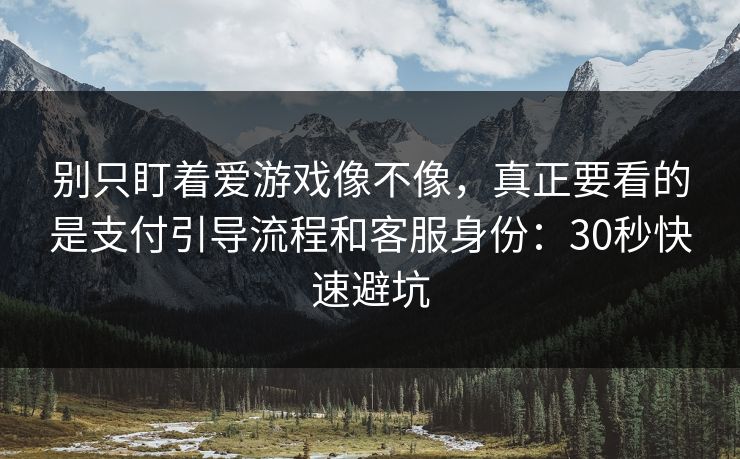 别只盯着爱游戏像不像,真正要看的是支付引导流程和客服身份:30秒快速避坑 别只盯着爱游戏像不像,真正要看的是支付引导流程和客服身份:30秒快速避坑